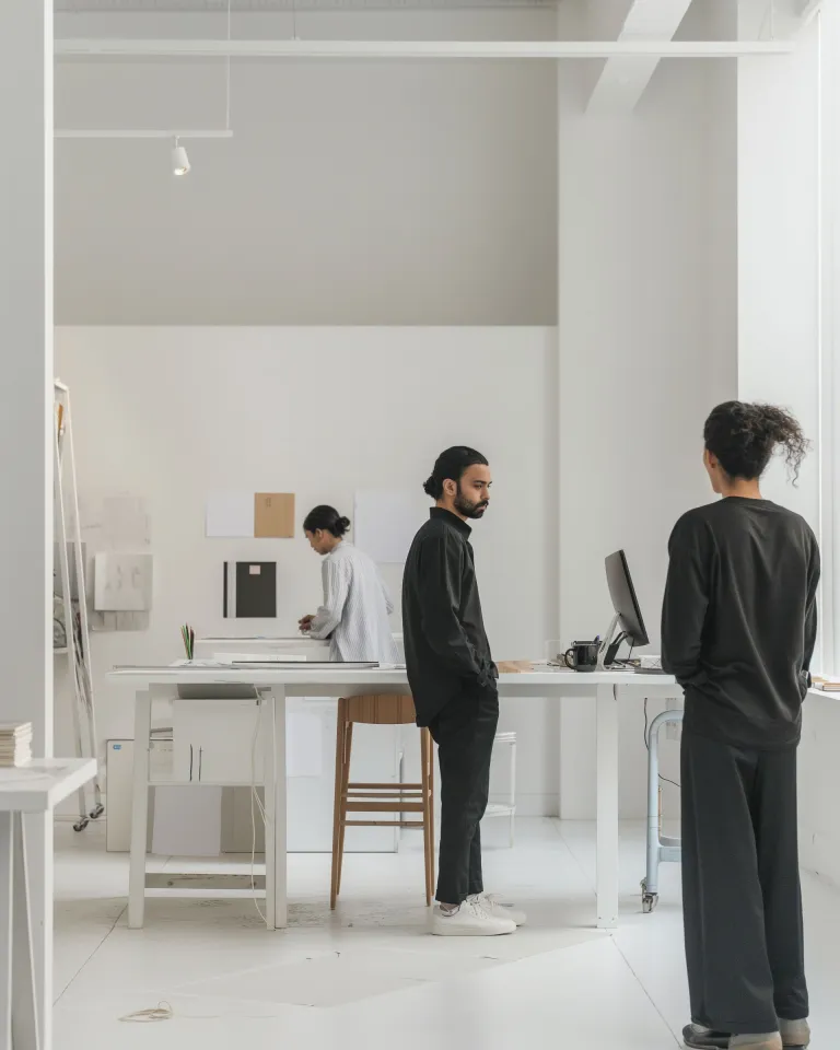 Real estate analysts with market data screens